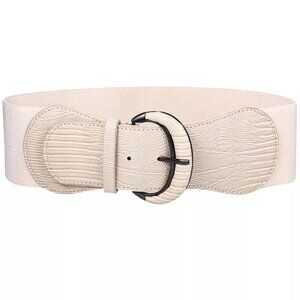 Women Belt Wide Buckle Elastic Stretch Fashion Faux Leather Skinny Waist…